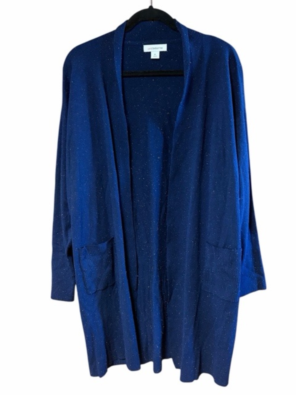 Liz Claiborne Navy Speckled Knit Cardigan Sweater NWT